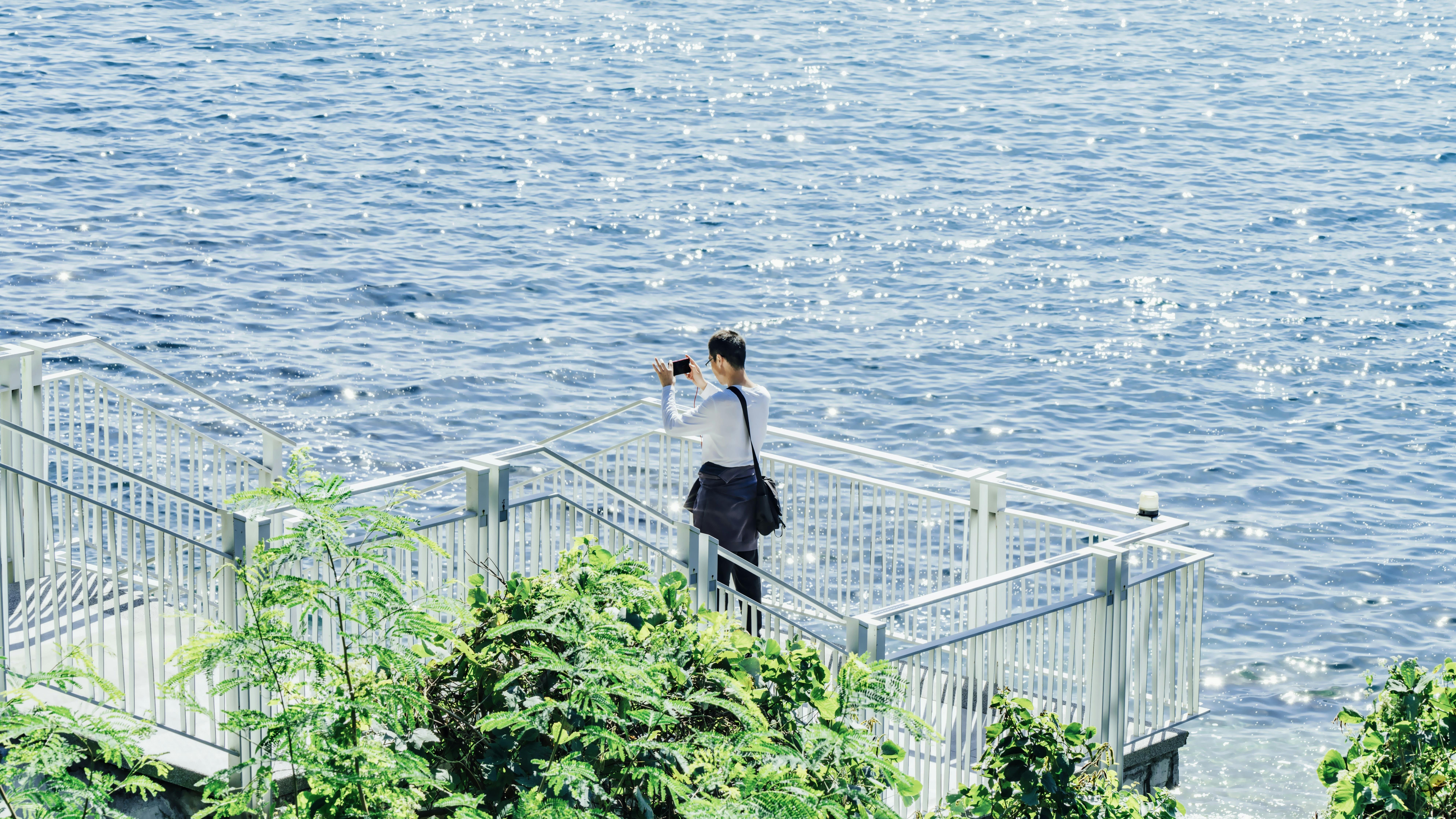 美景图片浙江_从上方看弯曲的森林小径