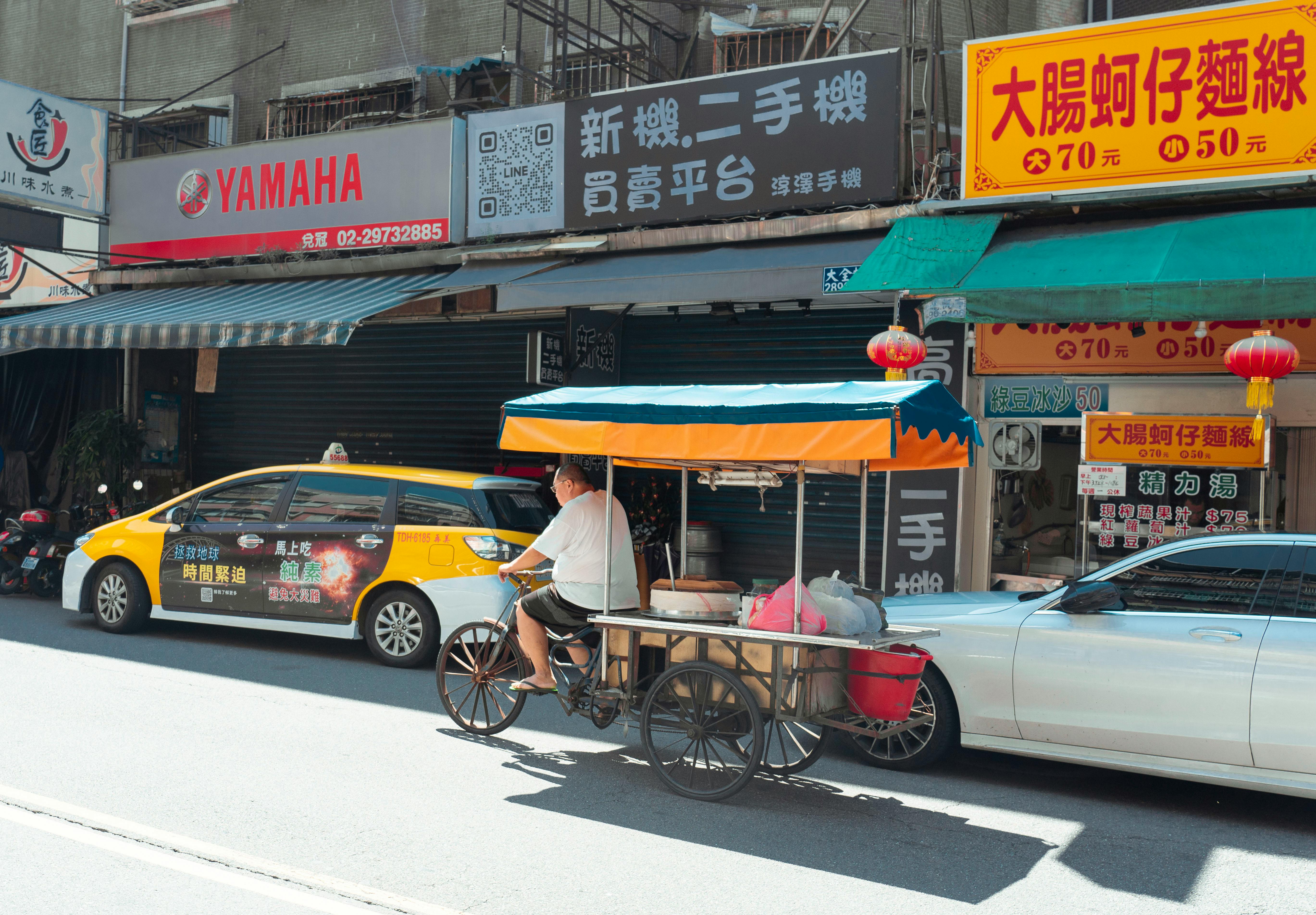 美女壁纸Deco_台北市街头小贩自行车车