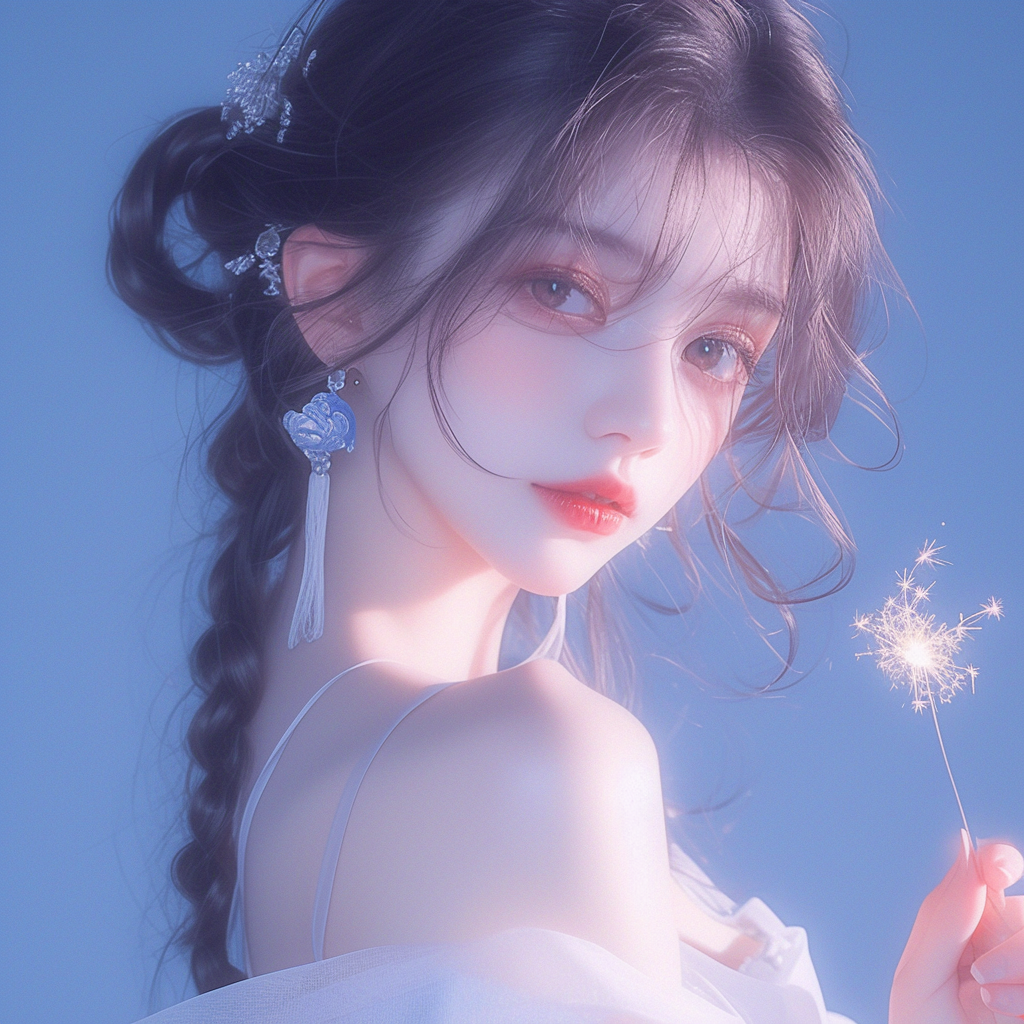 三八妇女节梦幻感花丛人物自然背景_美女图片微信头像