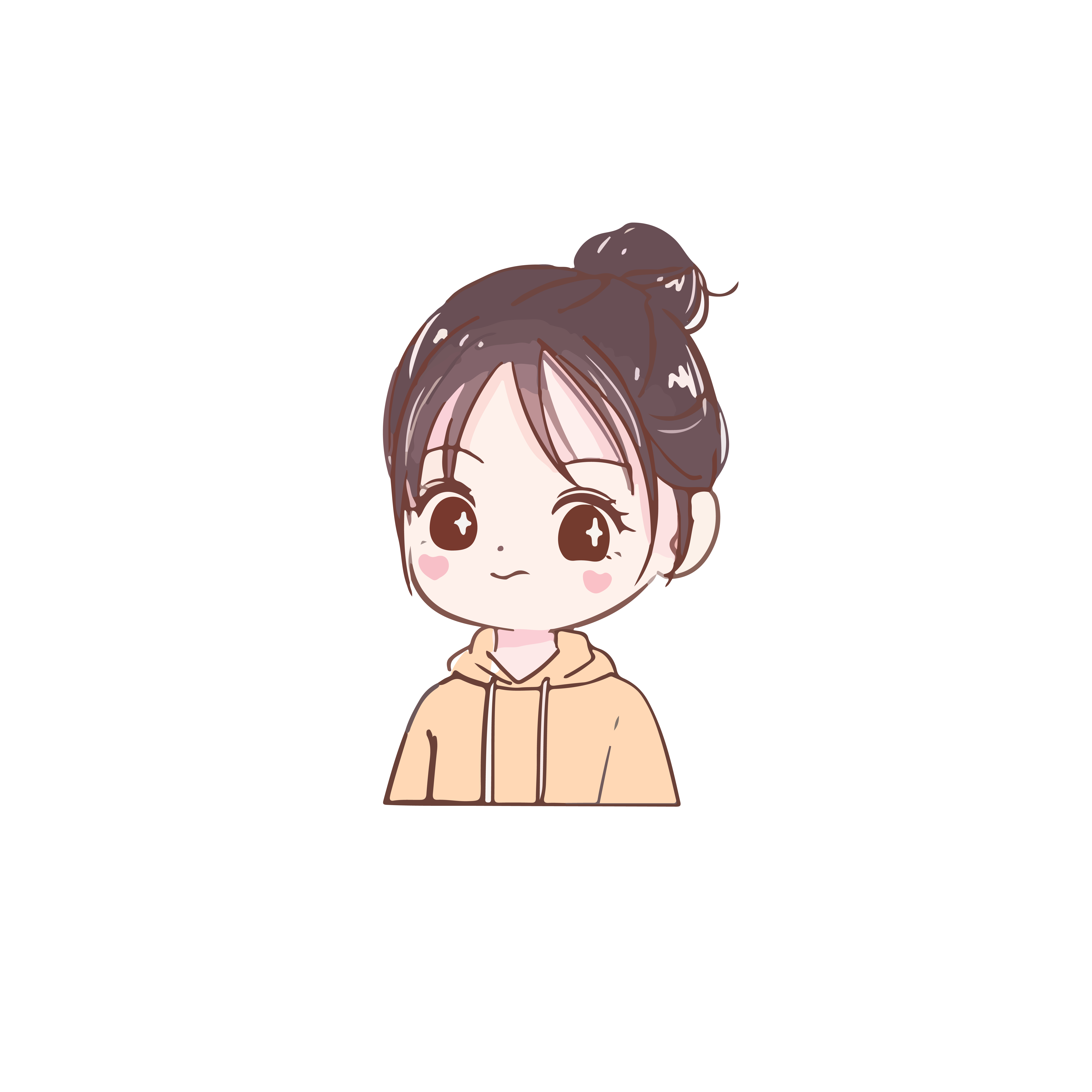 丸子头女孩卡通手绘可爱女生头像_美女头像