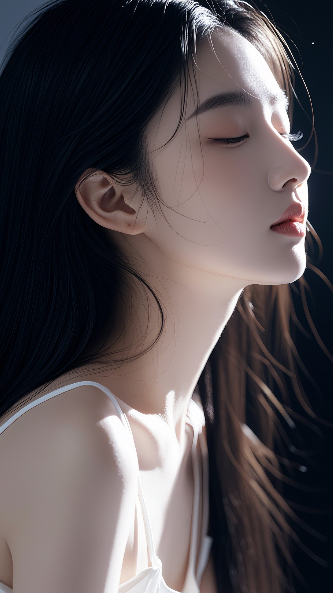 灰色背景上的漂亮女人肖像_美女热舞