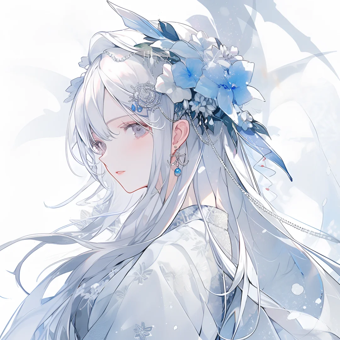妇女节唯美感女性花朵蝴蝶天空背景_美女头像可爱