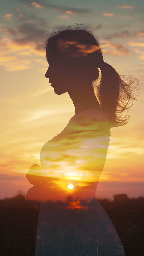 妇女节唯美感女性花海蝴蝶天空背景_美女高雅造型