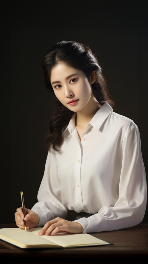手绘插画七夕节情人节玫瑰女人_美女头像高冷
