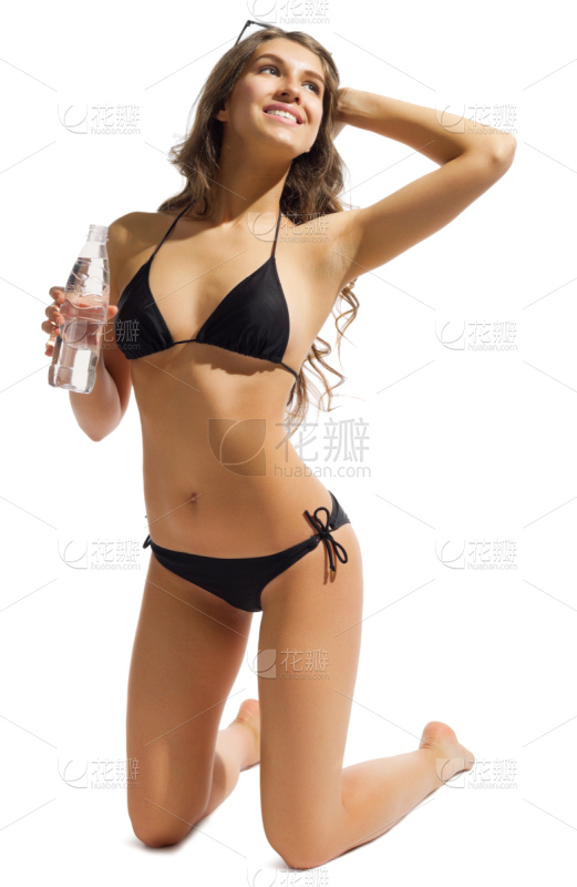 人物系列写实穿着连衣裙的模特的街拍_美女照片游泳写真素材
