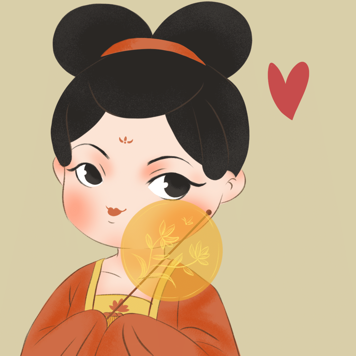 手绘中秋节氛围元素贴纸大头贴_美女头像可爱