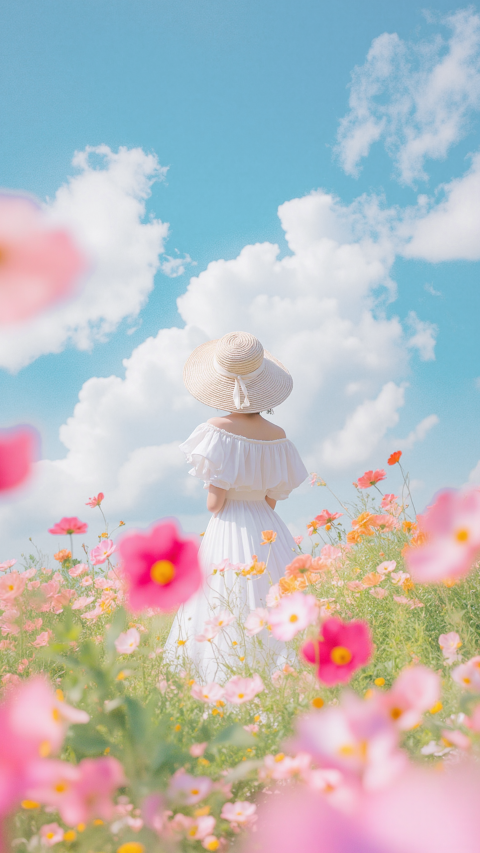 天空背景风景图_美女自拍